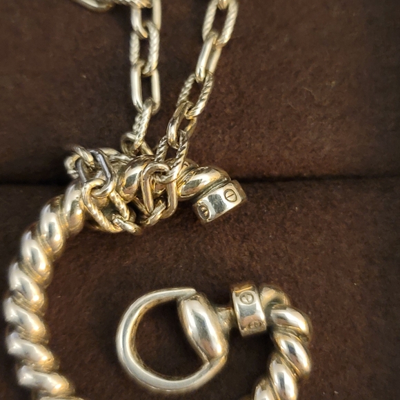 Gucci Necklace Horsebit Long Chain Twist Large G Motif Silver Pendant Accessory - Picture 2 of 2